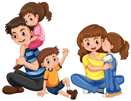 85194540 stock vector father and mother with three kids illustration